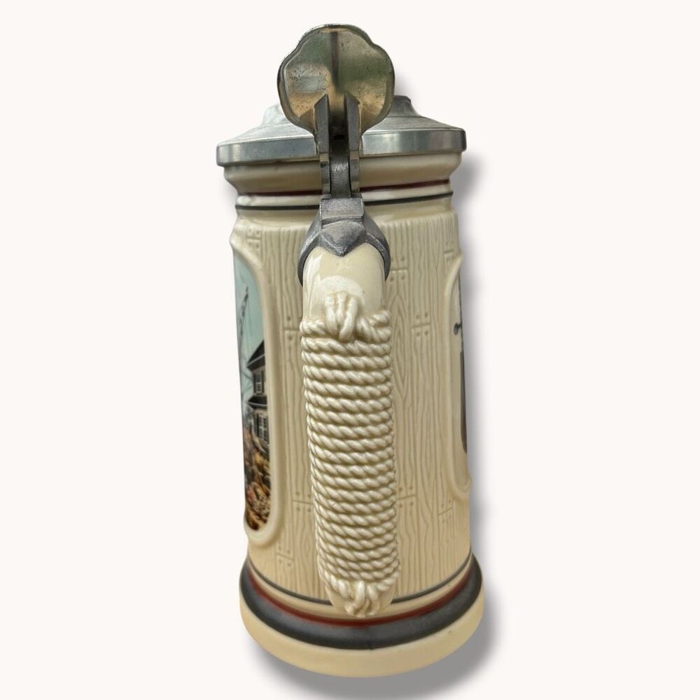 Avon 1986 The Shipbuilder Building of America Lidded Stein Uldis Klavins - Picture 9 of 9
